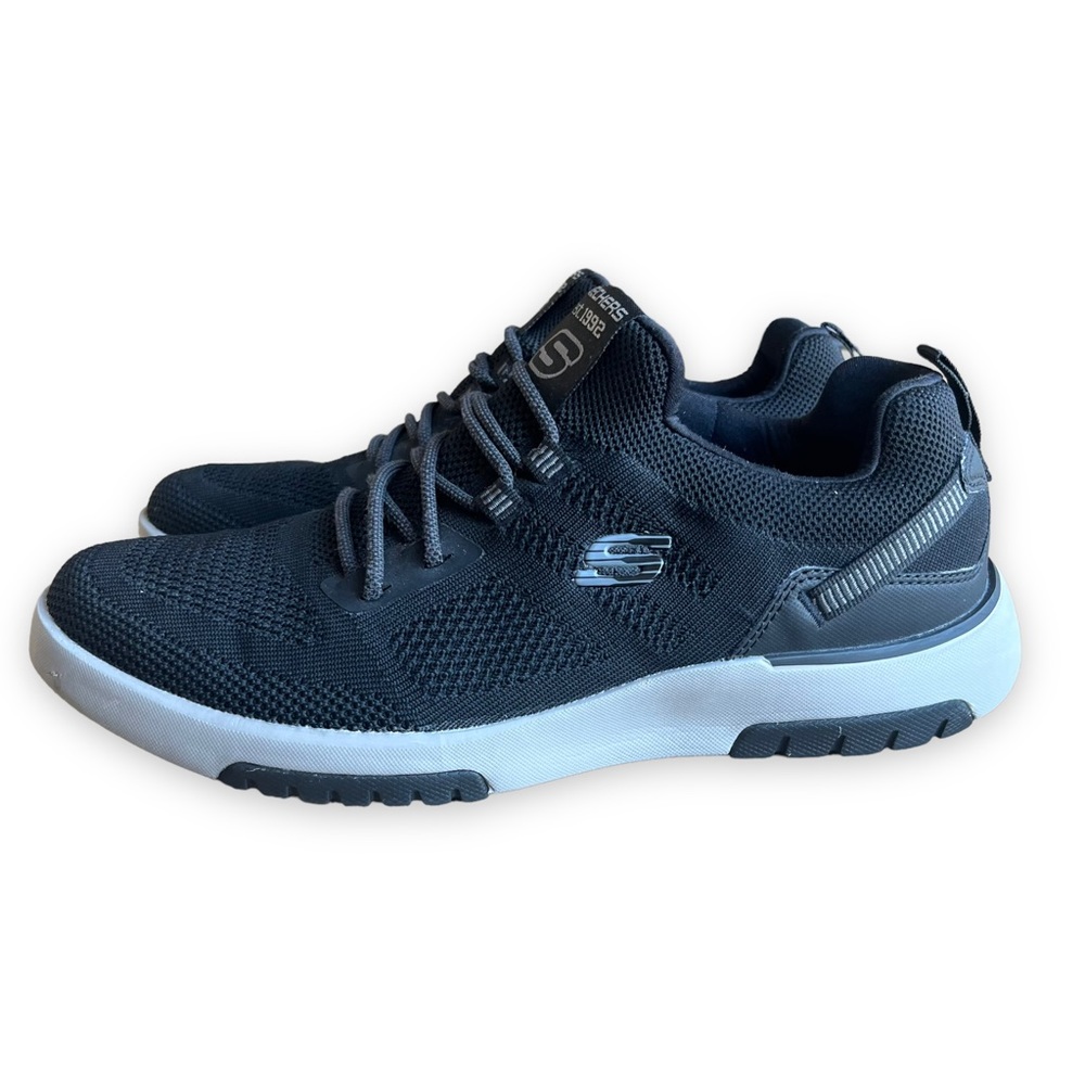 Skechers USA Men's 10.5 Bellinger 2.0 Coren Knitted Bungee Lace Slip On Black